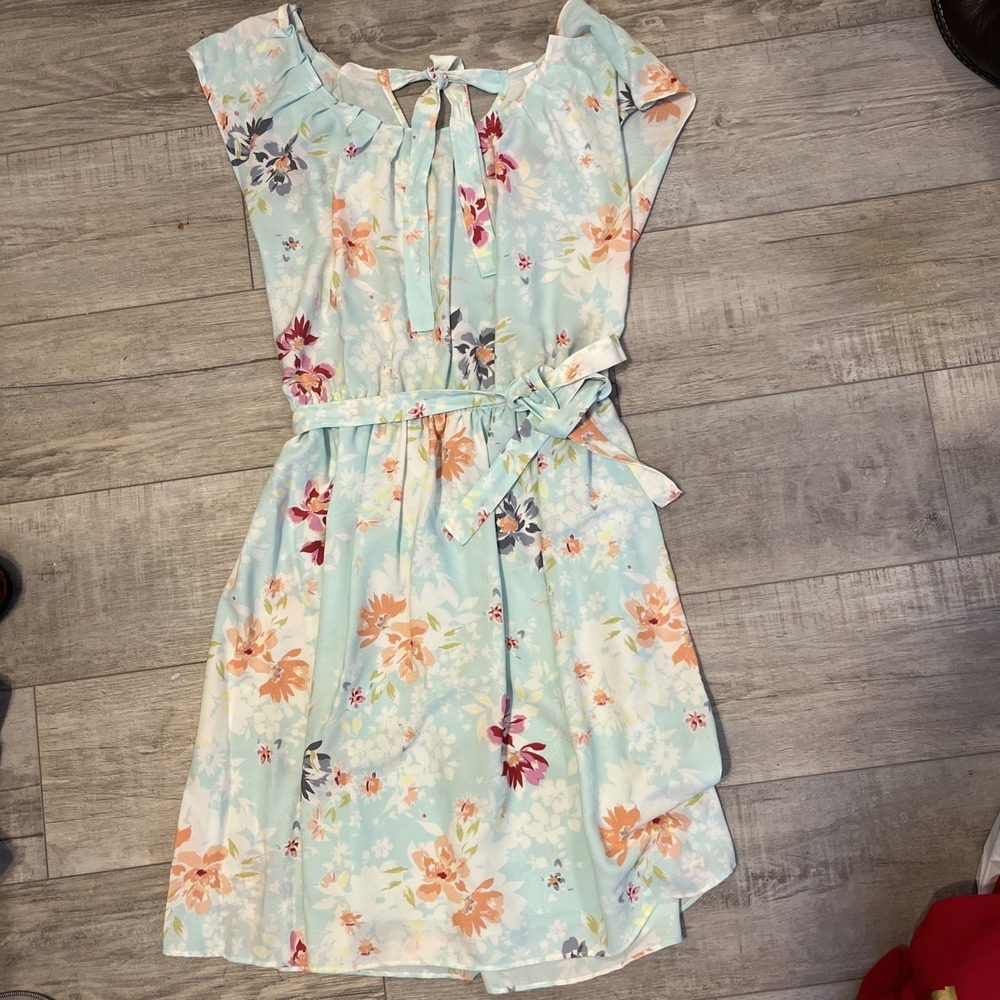 LC Lauren Conrad Womens Floral Dress Size Small Pastels Watercolor Knee Length